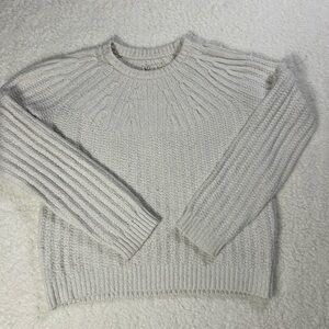 UGG Cream Ribbed Knit Sweater Women’s L Cotton Blend